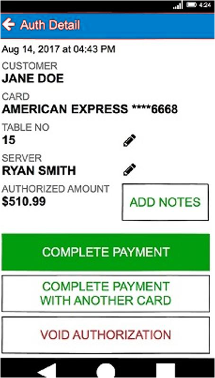 Payment Details of the Customer